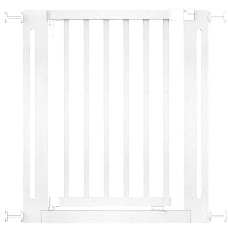 Safetots Wooden Elegance Safety Gate, White, 71cm - 79cm, Pressure Fit, Baby Gate for Stairs, Hallways and Doors, Stylish Design and Easy Installation