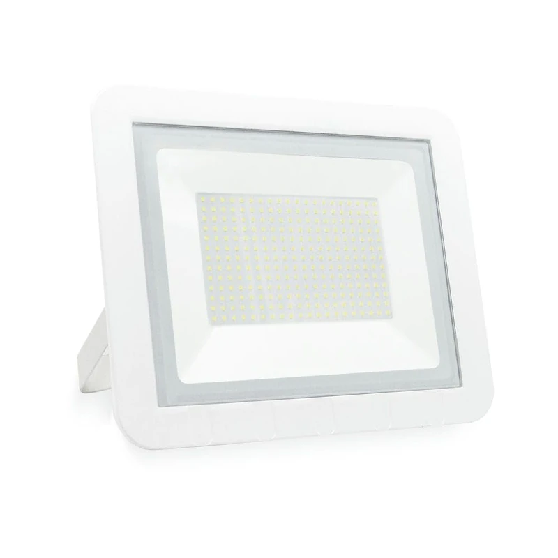 LED Projector 200W Flat White, Cold Light, Ideal for Outdoor Lighting and Events.
