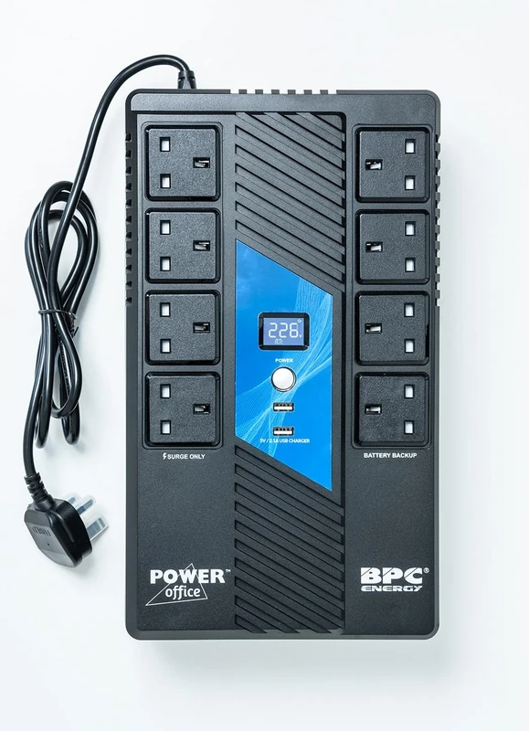 BPC Energy UPS Power Supply UK - 1000VA UPS with 8 Outlets - UK Plug BS1363A - Surge Protected | Reliable Computer Uninterruptible Power Supply Units for Home & Office