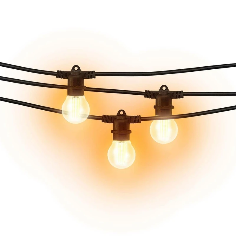 Brightium IP44 E27 20m Linkable Garland with 30 Carriers, Ideal for Lighting up Your Outdoor Spaces in Style.Perfect for Parties and Outdoor Events.