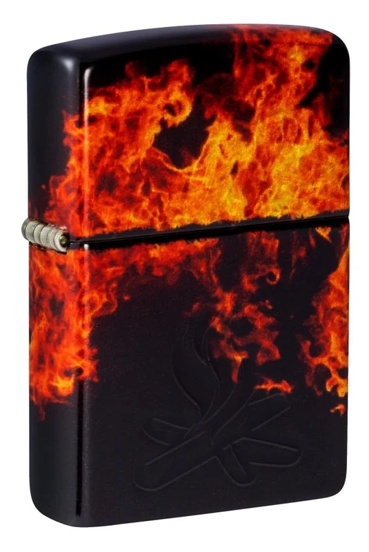 Zippo - Windproof Lighter, Campfire, 540° Tumbled Brass, Lustre/Fusion, Refillable, Reusable, Windproof Design, Gift Box, Made in the USA