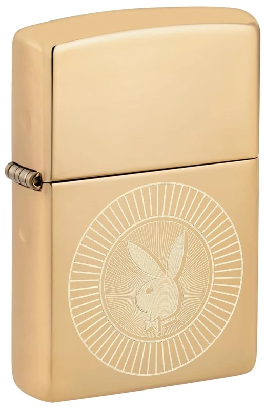 Zippo Windproof Lighter - Playboy, High Polish Brass, Laser Fancy Fill - Refillable - Reusable - Windproof Design - Gift Box - Made in USA - Image 1