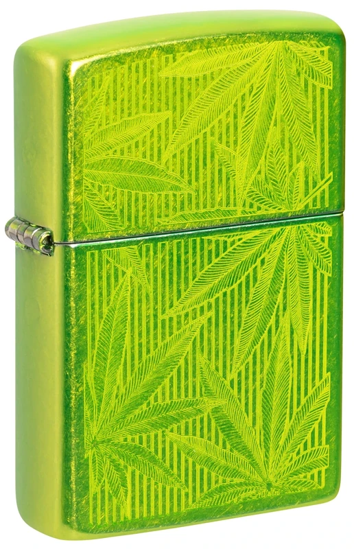 Zippo - Windproof Lighter, Cannabis Leaves, Lurid, Iced, Refillable, Reusable, Windproof Design, Gift Box, Made in the USA