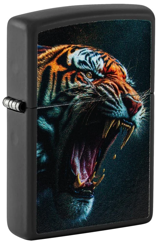 Zippo - Storm Lighter, Fierce Tiger Pattern, Matte Black, Color Image Colorful Printing, Refillable, Reusable, Windproof, Gift Box, Made in USA