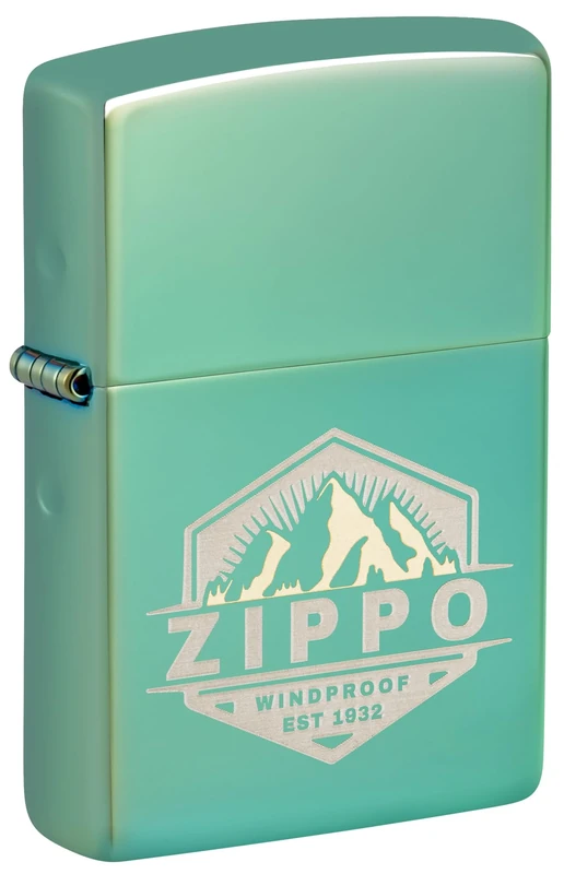 Zippo Windproof Lighter, Outdoor Design – High Polished Green, Laser Two-Tone – Refillable, Reusable, Windproof Design – Comes in Gift Box – Made in USA