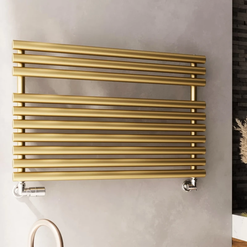 Terma Towel Rail (Cen./Heating), Steel, Brass, 590h x 900w [2002 BTUs t50]
