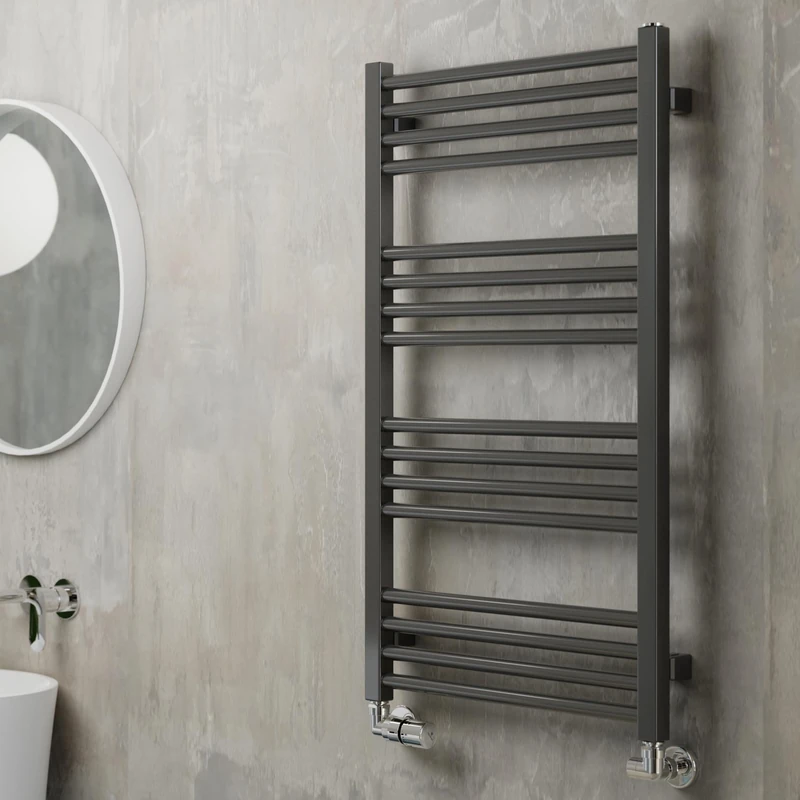 Terma Towel Rail (Cen./Heating), Steel, Sparkling Grey, 900h x 500w [1323 BTUs t50]