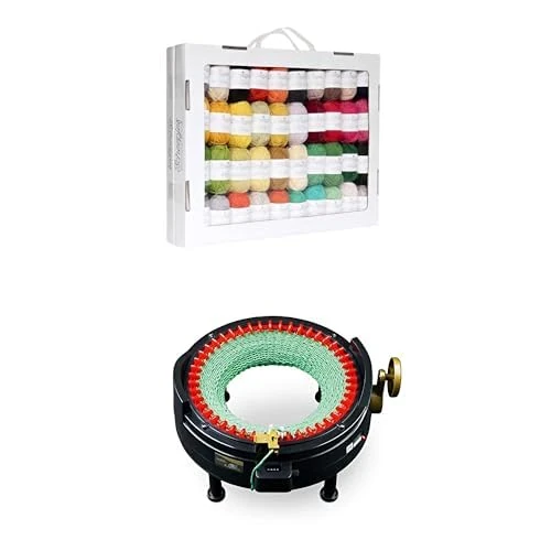 Bundle of Scheepjes Metropolis Colour Pack - 80 Colours x 10 Grams (1 Box) + Addi Express Kingsize Knitting Machine - Image 1