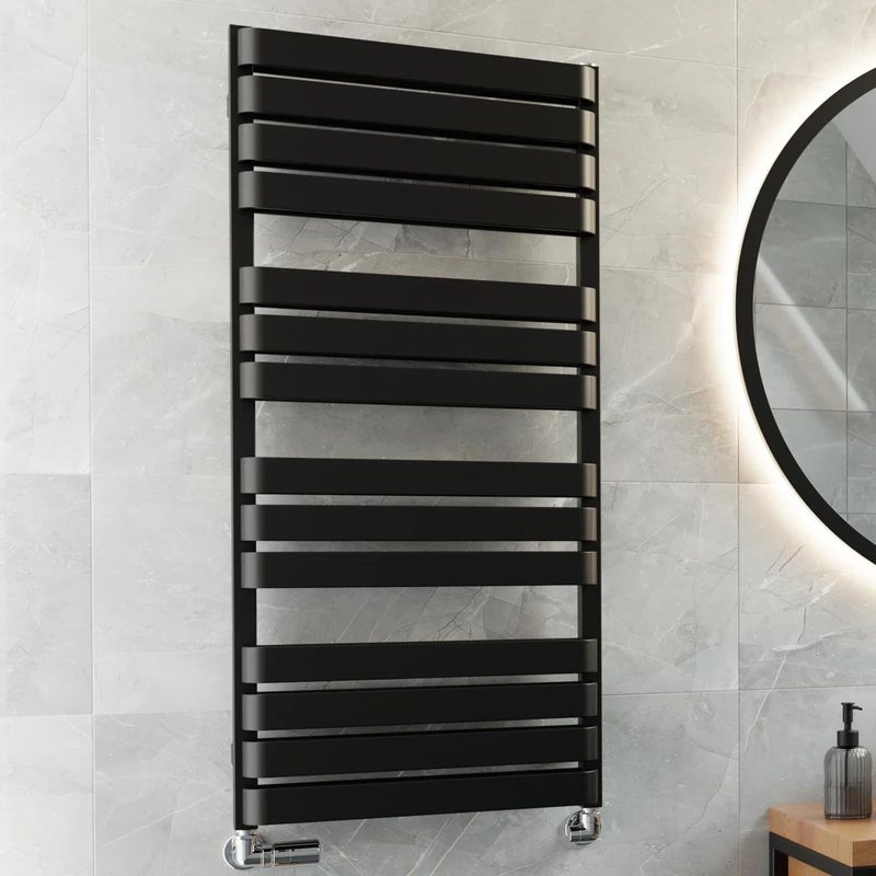 Terma Towel Rail (Cen./Heating), Steel, Soft 9005 (Matt Black), 1110h x 500w [2660 BTUs t50] - Image 1