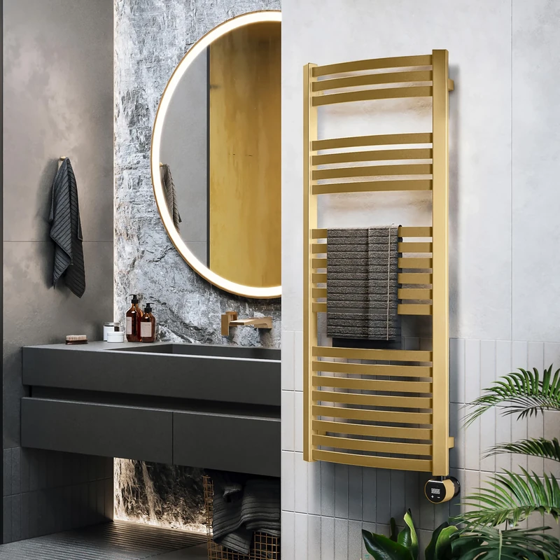 Terma Electric Towel Rail, Steel, Brass, 1220h x 500w