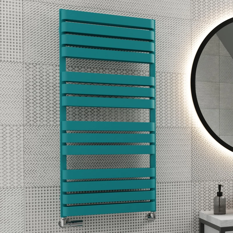 Terma Towel Rail (Cen./Heating), Steel, RAL 5018 (Matt) Teal, 1110h x 500w [2660 BTUs t50]