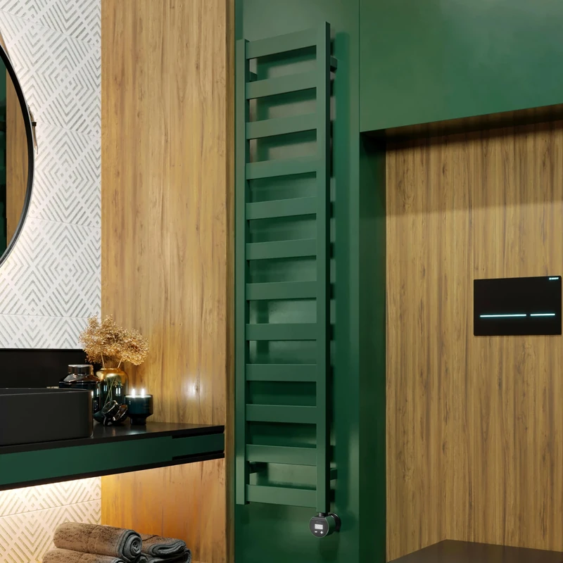 Terma Electric Towel Rail, Steel, RAL 6028 (Matt) Green, 1600h x 500w (mm) [500w]