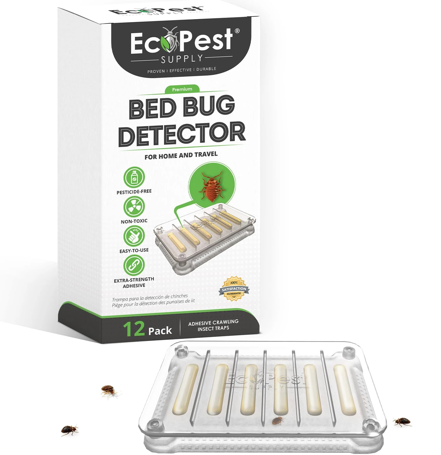 Bed Bug Detector – 12 Pack | Early Detection Bed Bug Trap, Monitor, and Detector for Home and Travel | Indoor Pest Control Traps for Bed Bugs