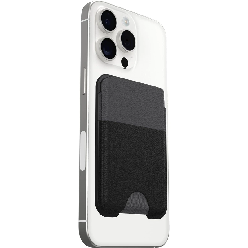 OtterBox Symmetry Cactus Leather Wallet for MagSafe, Soft-Touch Wallet with 2-3 Slots for Cards, Strong Magnetic Alignment and Attachment with MagSafe, Compatbile with iPhone, Black