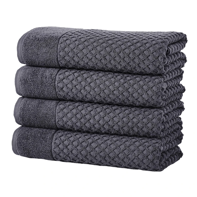 Great Bay Home Navy Bath Towels - 100% Cotton 4 Pack 54x27 Bath Towel Set - Absorbent, Durable, Quick-Dry Towels for Bathroom (Stone Blue)