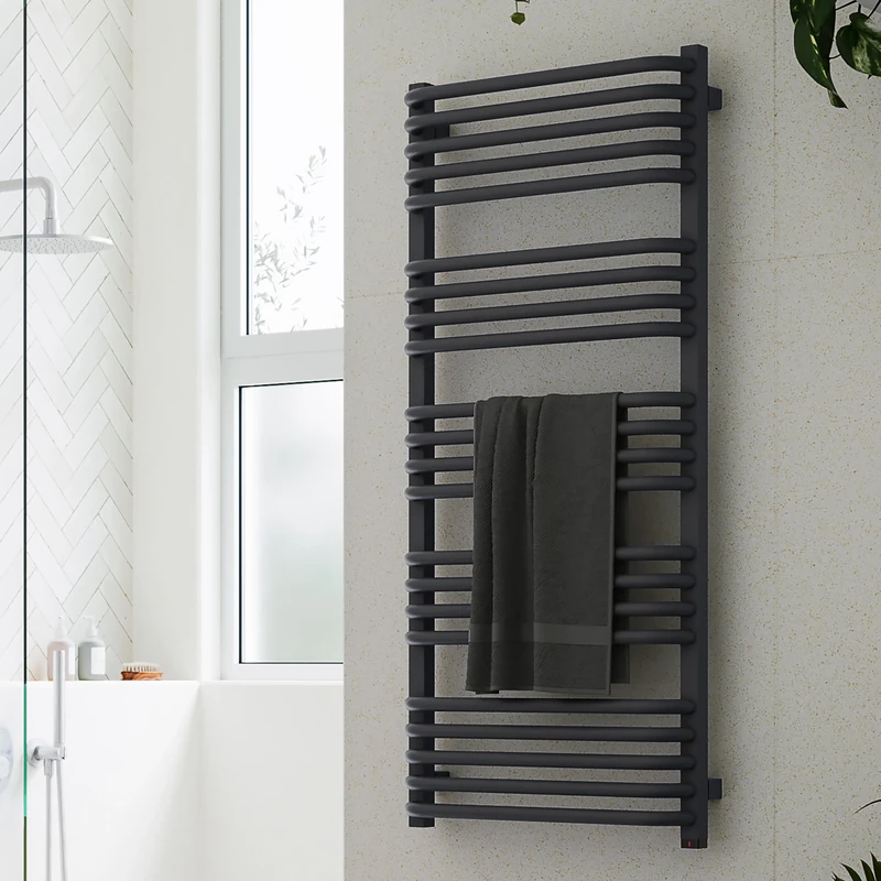 Terma Electric Towel Rail (Hidden Element), Alex One, 1140h x 500w(mm), 600 watts, Modern Grey