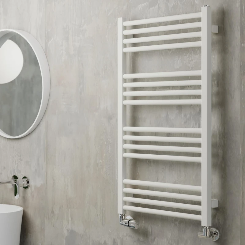 Terma Towel Rail (Cen./Heating), Steel, Soft 9016 (Matt White), 900h x 500w [1323 BTUs t50]
