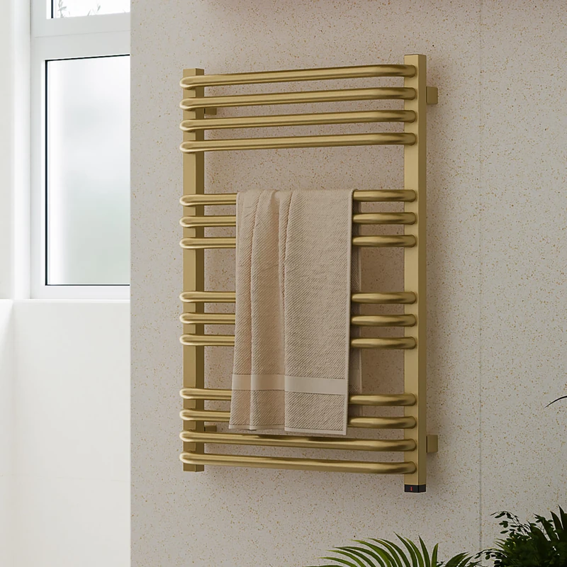Terma Electric Towel Rail, Steel, Brass, 760h x 500w - Image 1