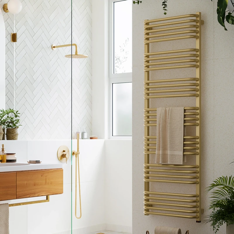 Terma Electric Towel Rail (Hidden Element), Alex One, 1580h x 500w(mm), 800 watts, Brass