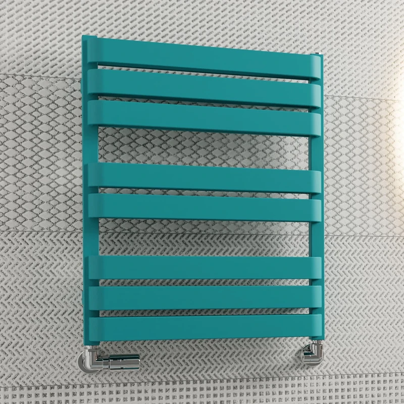 Terma Towel Rail (Cen./Heating), Steel, RAL 5018 (Matt) Teal, 655h x 500w [1569 BTUs t50]