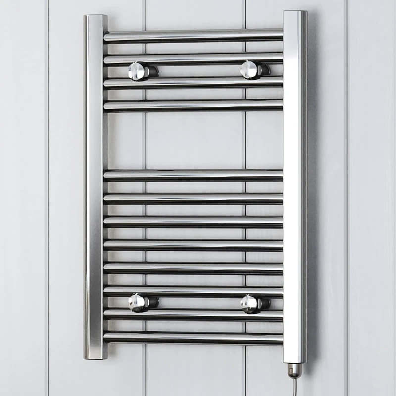 Electric Towel Rail (One Fixed Temp), Leo E, 600h x 400w(mm), 150 watts, Chrome
