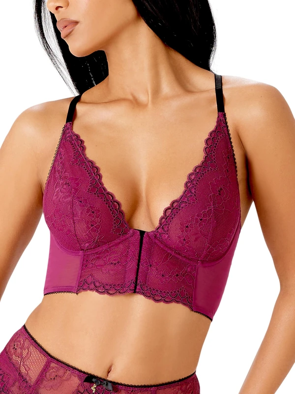 Gossard Superboost Lace Non Padded Deep V Bralet Purple Potion 38D