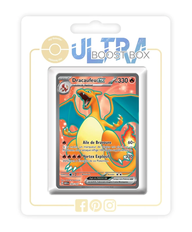 Dracaufeu ex (Charizard ex) 183/165 Shiny Full Art - my-booster X Écarlate et Violet 3.5-151 Box of 10 Pokemon French Cards