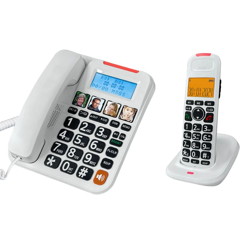 BFLKY Easy Dials Corded Phone Set With 28DB Volumes Amplification And Answering For All Users