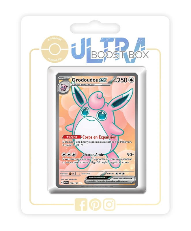 Grodoudou ex (Wigglytuff ex) 187/165 Shiny Full Art - my-booster X Écarlate et Violet 3.5-151 Box of 10 Pokemon French Cards