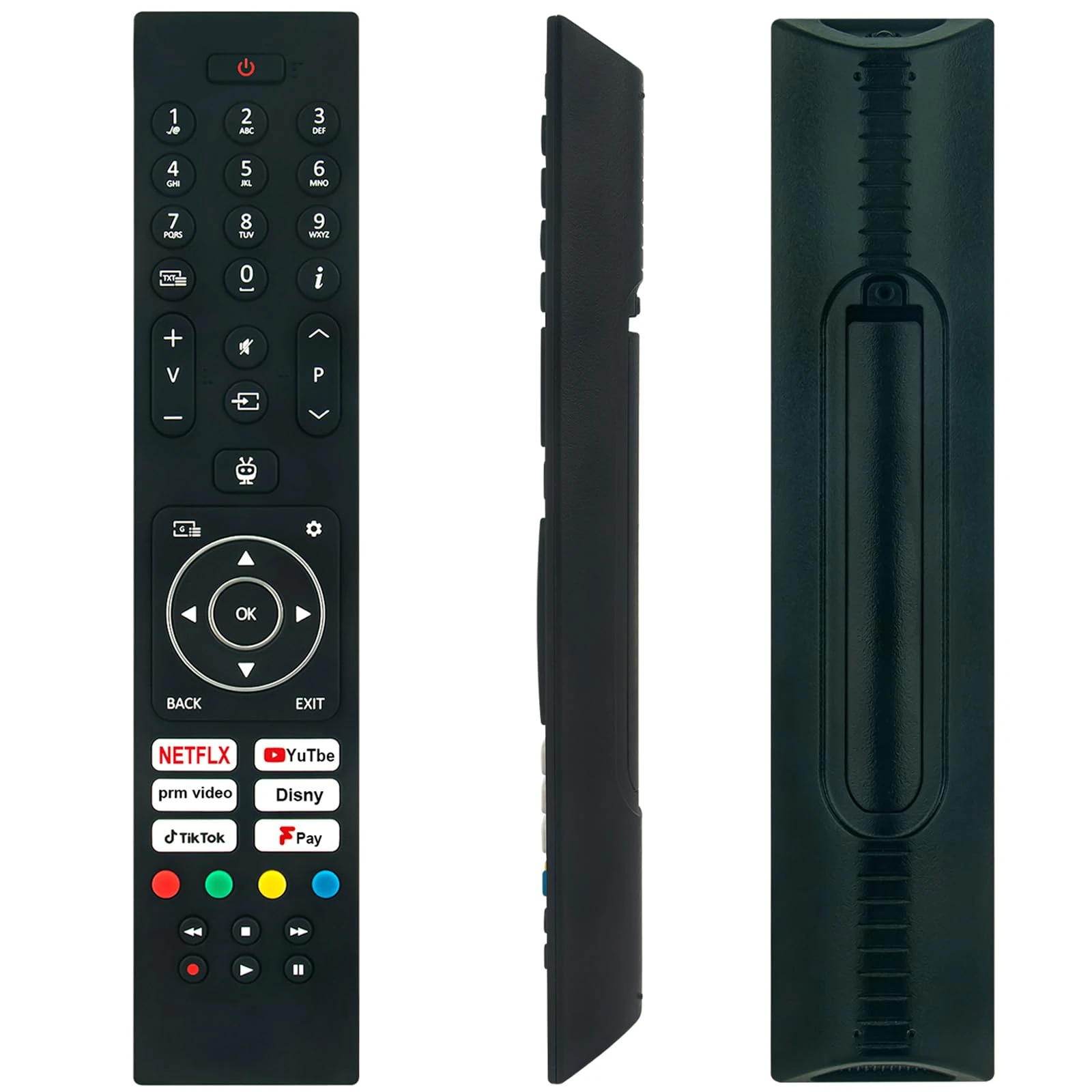 Replacement RC45137T TV Remote Control Applicable For Bush 43FT24CA 40FT24CA 32FT24CA 32HT24CA 24HT24CA Smart TiVo Freeview LED TV, With Tik Tok Button