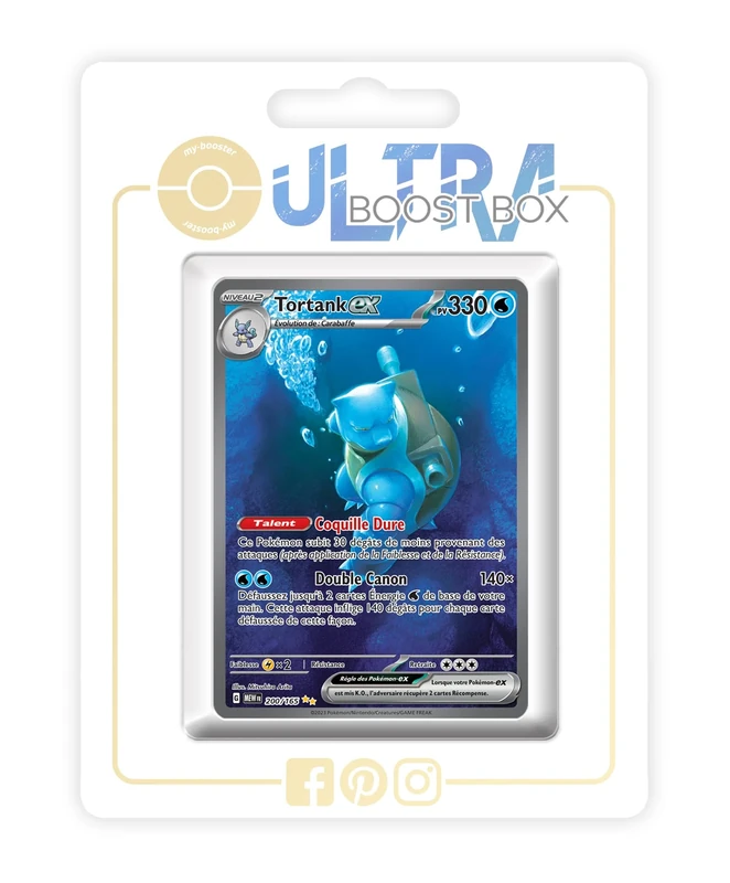 Tortank ex (Blastoise ex) 200/165 Alternative Shiny Pokémon Gallery - my-booster X Écarlate et Violet 3.5-151 Box of 10 Pokemon French Cards