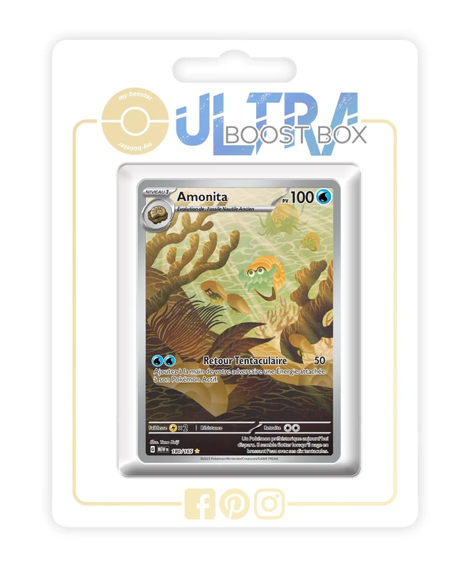 Amonita (Omanyte) 180/165 Alternative Shiny Pokémon Gallery - my-booster X Écarlate et Violet 3.5-151 Box of 10 Pokemon French Cards