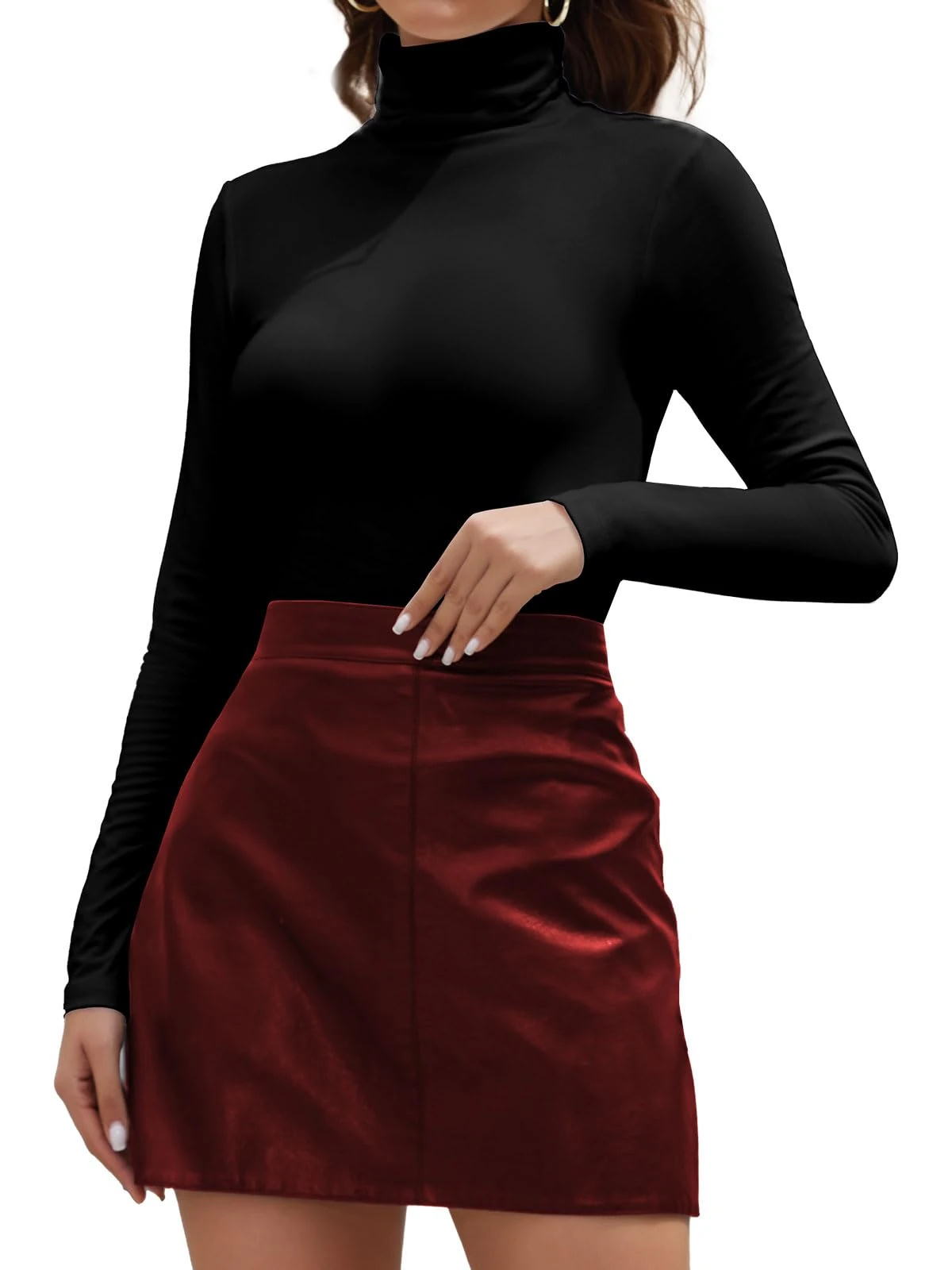 Joyshaper Women Turtleneck Tops Ladies Long Sleeve Roll Neck T-Shirts Jumpers High Neck Blouses Casual Plain Tee Black,S