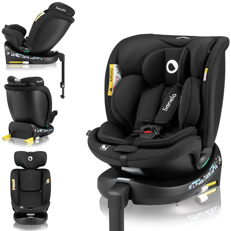 LIONELO Car Seat Navy i-Size with ISOFIX & Rotating Swivel 360° for Baby 0-36 kg/40-150cm (from Birth to 12yo) Forward & Rear Facing, Supporting Leg, 5-Point Harness, Adjustable Headrest & Recline