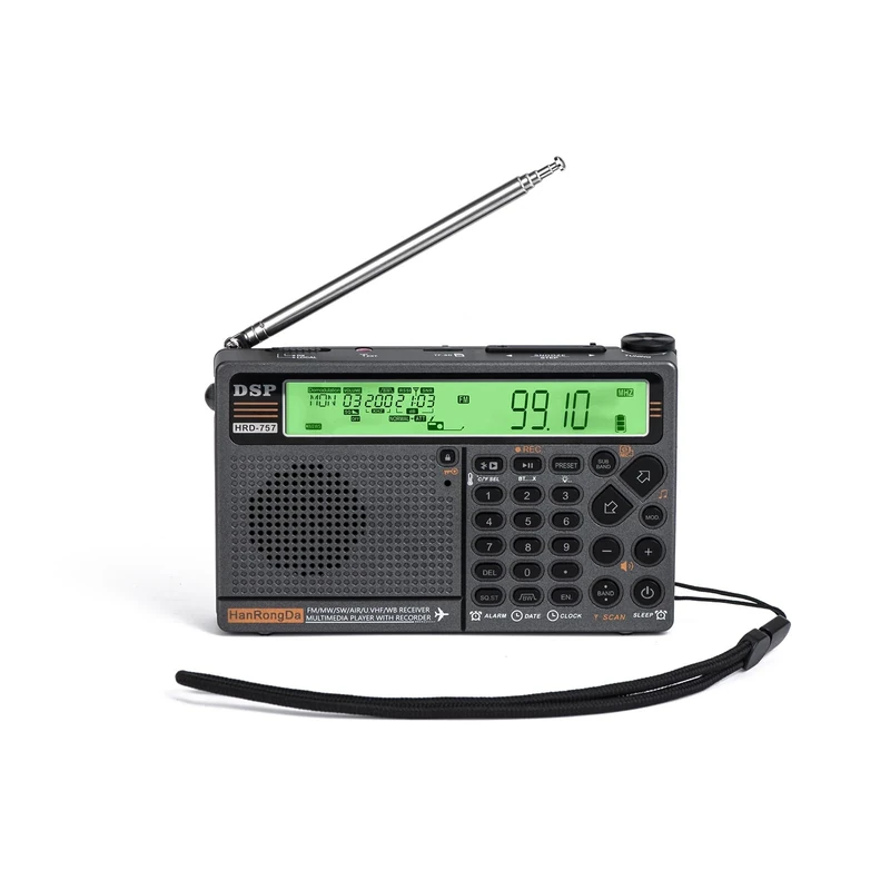 Docooler HRD-757 Multi-band Radio FM AM MW SW V.UHF AIR WB Portable Radio APP Control BT TF Music Player SOS Alarm Flashlight Alarm