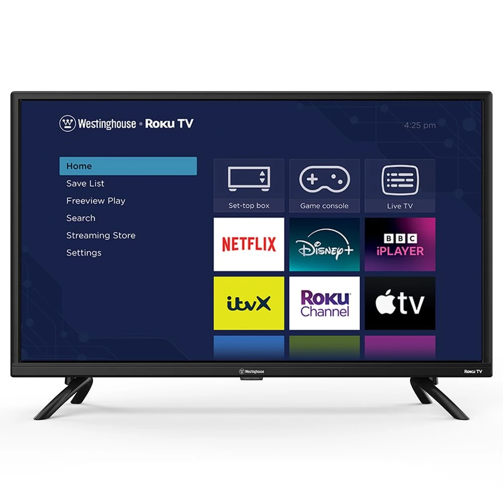 Westinghouse 32 Inch TV Smart Roku OS - LED HD, Freeview, Netflix, Apple TV+, BBC iPlayer, Dolby Audio, HDMI, USB- Ideal Small TVs for Bedroom, Lounge or Kitchen Energy Class E