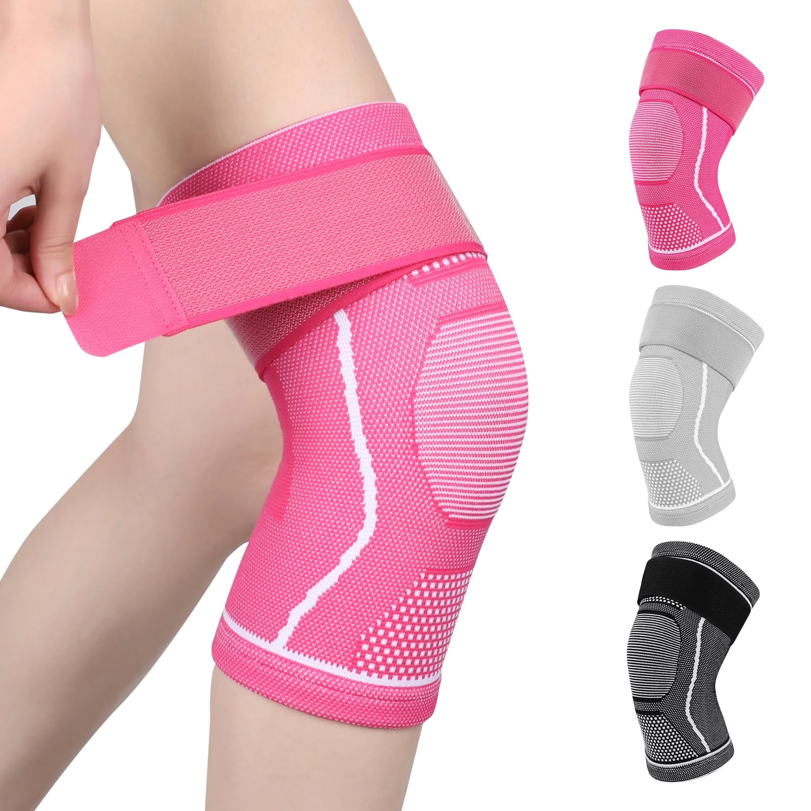 Yasdyri Knee Support for Women and Men Knee Brace with Adjustable Strap Compression Knee Sleeves for Arthritis, Tendinitis, Meniscus Tear,Ligament Injury, Running, Sports 1 Pack (Rose red, XX-Large)