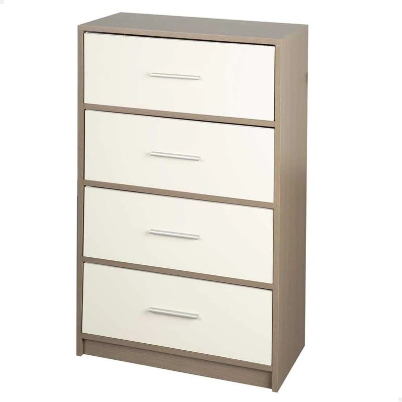 AKTIVE 18413 MAX Home Multi-Purpose Bedroom Dresser, Grey and White, 4 Drawers, 58 x 30 x 91 cm, Wood, Modern Style, Storage System, Home Organization, Decoration, Dressing Room Furniture
