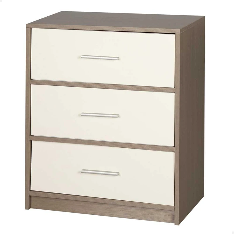 AKTIVE 18412 MAX Home Multi-Purpose Bedside Table, Grey and White, 3 Drawers, 58 x 30 x 70 cm, Wood, Modern Style, Dresser Bedroom, Bedside Tables, Storage, Home Organization, Deco