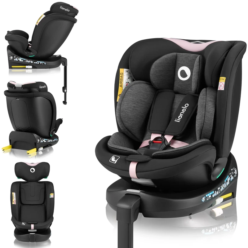 LIONELO Car Seat Navy i-Size with ISOFIX & Rotating Swivel 360° for Baby 0-36 kg/40-150cm (from Birth to 12yo) Forward & Rear Facing, Supporting Leg, 5-Point Harness, Adjustable Headrest & Recline