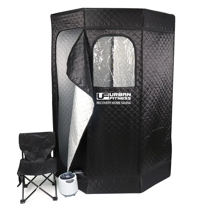 Urban Fitness Portable Recovery Sauna, Full Body Home Steam Spa for Detox, Weight Loss & Relaxation, 3 Litre Generator, Including Chair, Black