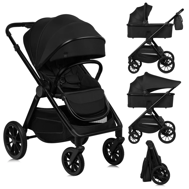 Lionelo Layla 2-in-1 Travel System Pushchair & Carrycot | Pram from Birth to 22 kg (0-4 Years) | All-Terrain Wheels with Suspension | Reversible Seat, One-Hand Fold, UPF50+ Canopy, Ventilated Mattress