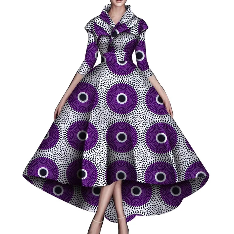African Dresses for Women A-line Floor-Length Dress Traditional Ankara Kente Print Evening Dress, 24fs1542, M - Image 1