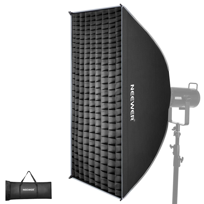 Neewer 24"x35" Rectangular Softbox, Quick Release Strip Soft Box with Bowens Mount, Diffusers, Grid, Bag, Compatible with Aputure 120d Compatible with Godox SL60w Q4 AS600B CB300B Q300, NS93P