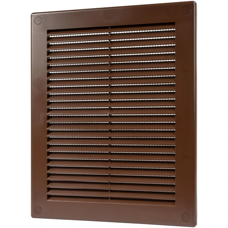 Vent Systems 200 x 250 mm / 8" x 10" Inch Brown Soffit Vent Cover - Flat Rectangular Air Vent Louver - Grille Cover - Built-in Insect Screen - HVAC Vents for Bathroom, Home Office, Kitchen