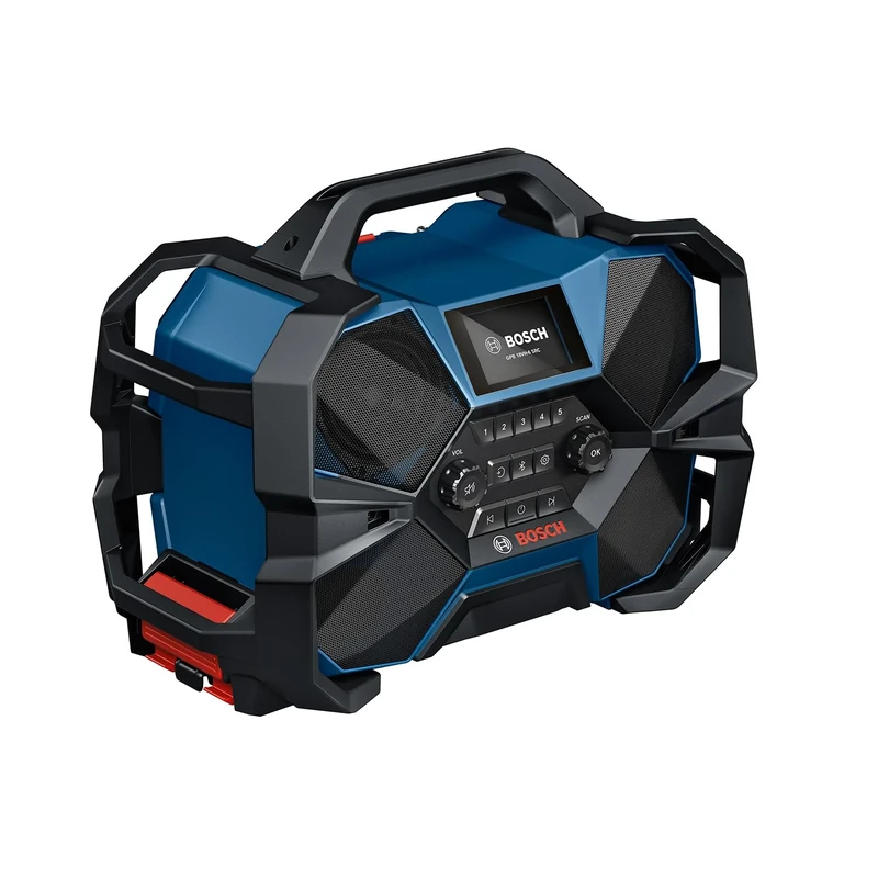 Bosch Professional 18V/ 12V System Cordless Power Radio Box GPB 18VH-6 SRC (Intool Charging for 18V & 12V, incl. Bottle Opener, 2X AAA Batteries, Screen Protective Film, Without Battery/Charger)