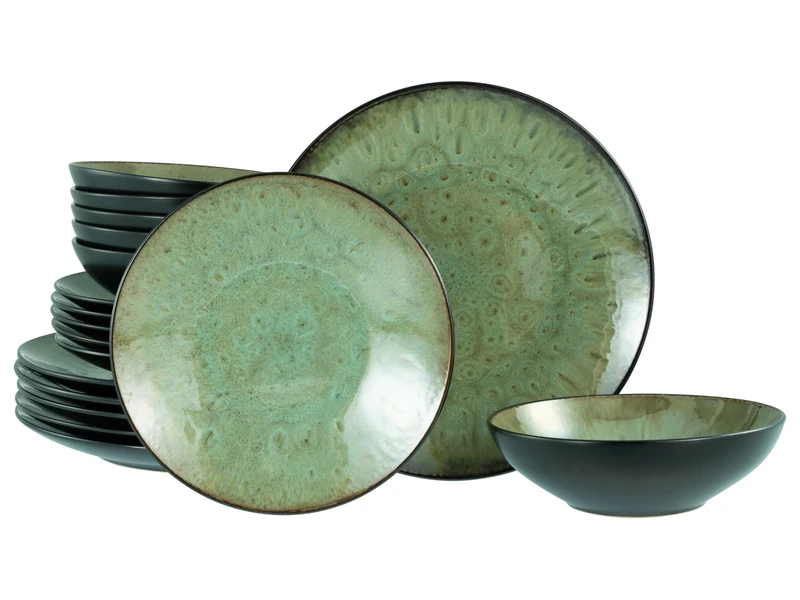 CreaTable, 23961 Jawa Series, 18-Piece Crockery Set for 6 People, Plate Set Made of Stoneware, Dishwasher and Microwave Safe, Quality Production