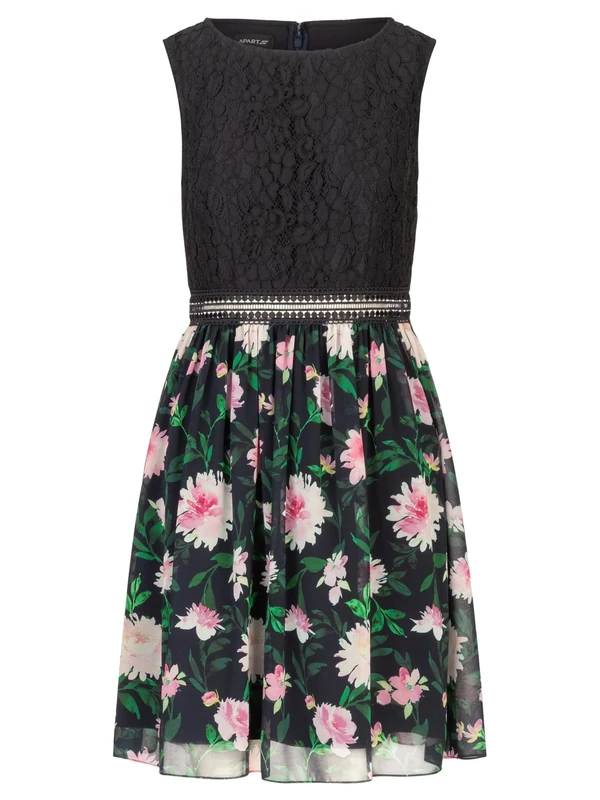 APART Fashion Women's Cocktailkleid Cocktail Dress, Midnight Blue-Multicoloured, 14