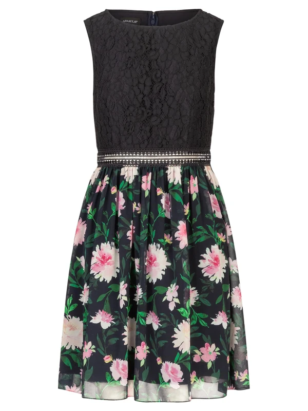 APART Fashion Women's Cocktailkleid Cocktail Dress, Midnight Blue-Multicoloured, 18