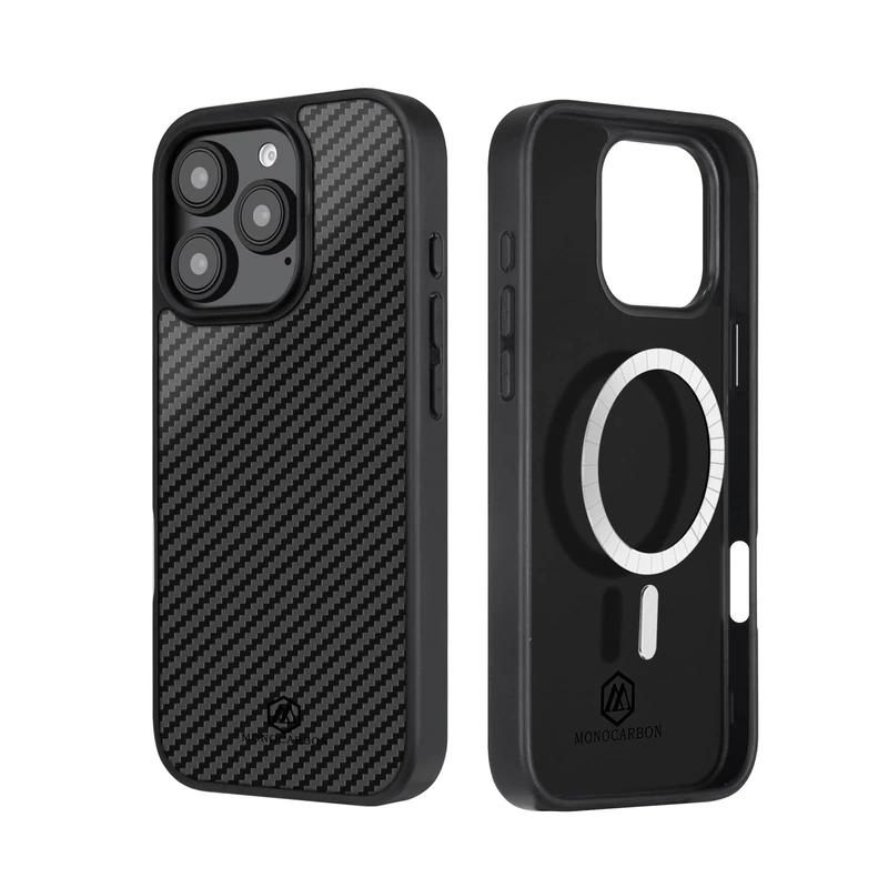 MONOCARBON Real 3K Carbon Fiber Case for iPhone 16 Pro Max, Military Grade 6.9 in Dropproof Hard Cover Compatible with MagSafe,Heavy Duty Case with Camera Protection & Wrapped Edge - Image 1
